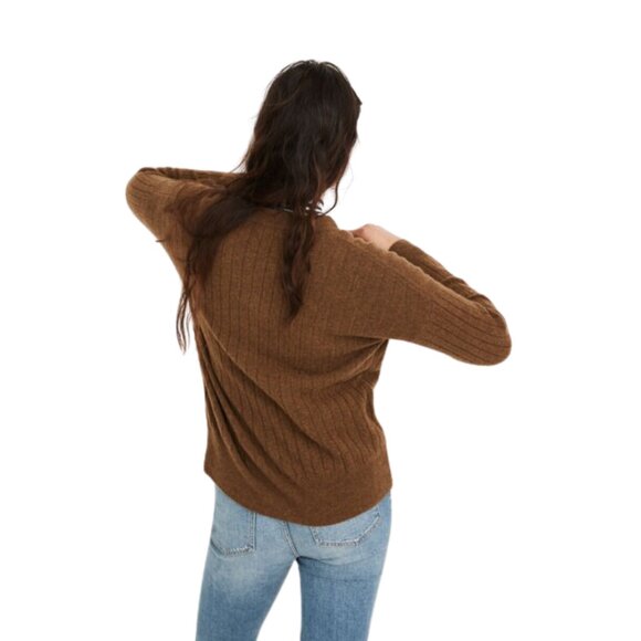 Madewell Bowden Henley Sweater in Coziest Yarn Wool Alpaca Brown Size Small - Picture 3 of 16